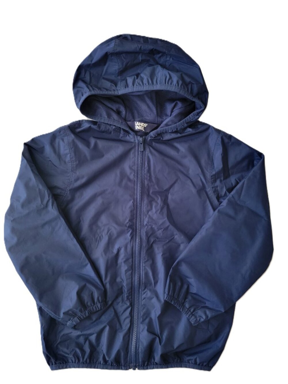 Lands' end Kids Waterproof Hooded Packable Rain Jacket, size M